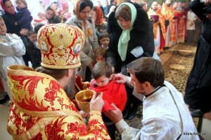 Таїнство Причащення за участю Митрополита Бориспільського і Броварського Антонія у Храмі Різдва Пресвятої Богородиці с.Лютіж